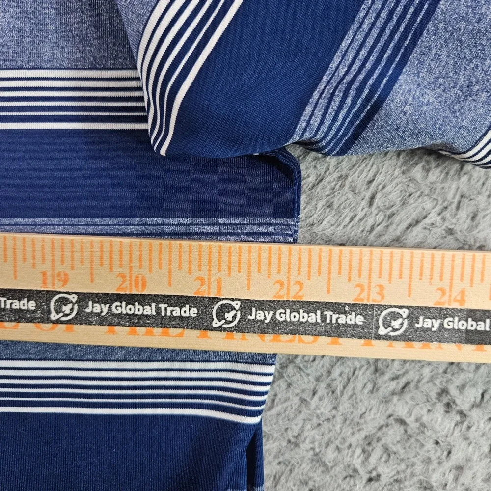 Oakley Mens Hydrolix Golf Polo Shirt Blue Striped Regular Fit Large L - Picture 7 of 9